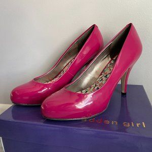 Madden Girl Women's Shine Classic Pump Heels Pink Faux Leather Shoes